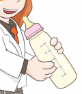イアトリズム事典 知っておきたい『病院の検査』でイアト先生が喜んで抱いている大きな哺乳瓶の情景