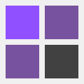 青紫、ダークマゼンタ、ダークパープルの四角形が四枚集う、紫綬褒章を思い起こさせる権威あるアイコンの絵