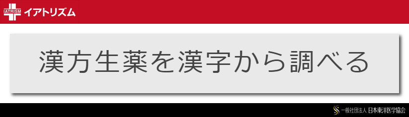 イアトリズム事典 知っておきたい『漢方生薬』の先頭ページに存在するライトグレーの漢字検索用ボタンの姿