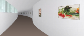 イアトリズムｅｔｃ．『イアトリズム ギャラリー』のメイン展示場へとつながる明るく美しい館内の曲線廊下